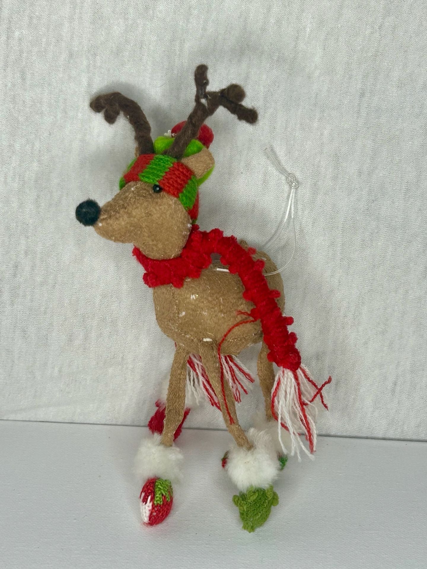 Felt Reindeer Christmas Holiday Ornament With Scarf And Hat 1
