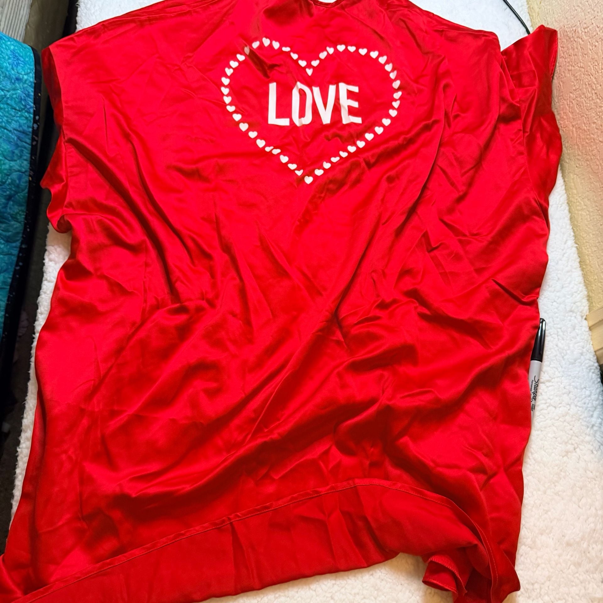 Victoria's Secret Red Satin Love Kimono Robe One Size 2