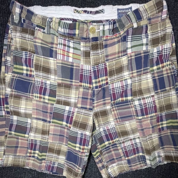 Nautica Patchwork Plaid Cotton Shorts Size VDR 502 207