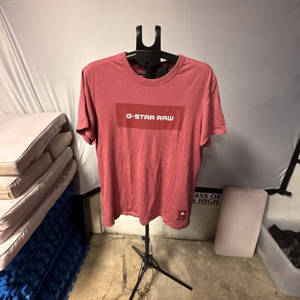 G-Star Raw Graphic T-Shirt Size L Red Box Logo Cotton Short Sleeve
