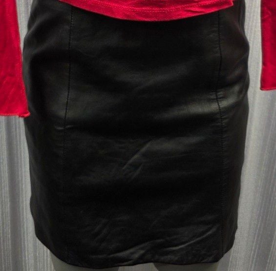 Vintage Y2k Leather Dynamics Black Leather Skirt Size 7/8 12