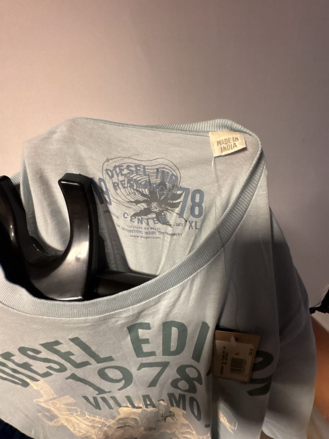 Diesel T-Shirt Size XL Light Blue 1978 Villa-Mo Worldwide Graphic 7