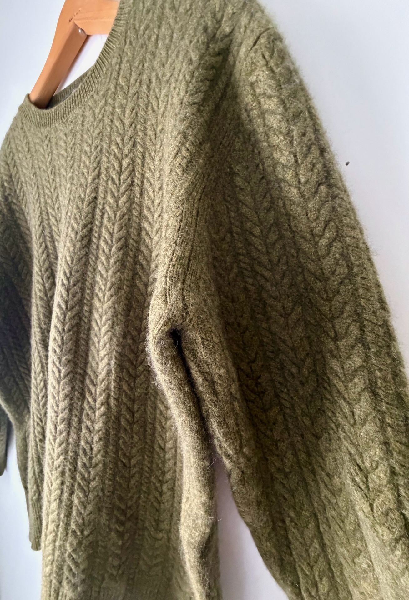 Neiman Marcus Cable Knit Sweater Size XL Green 100% Cashmere Made in Italy 3