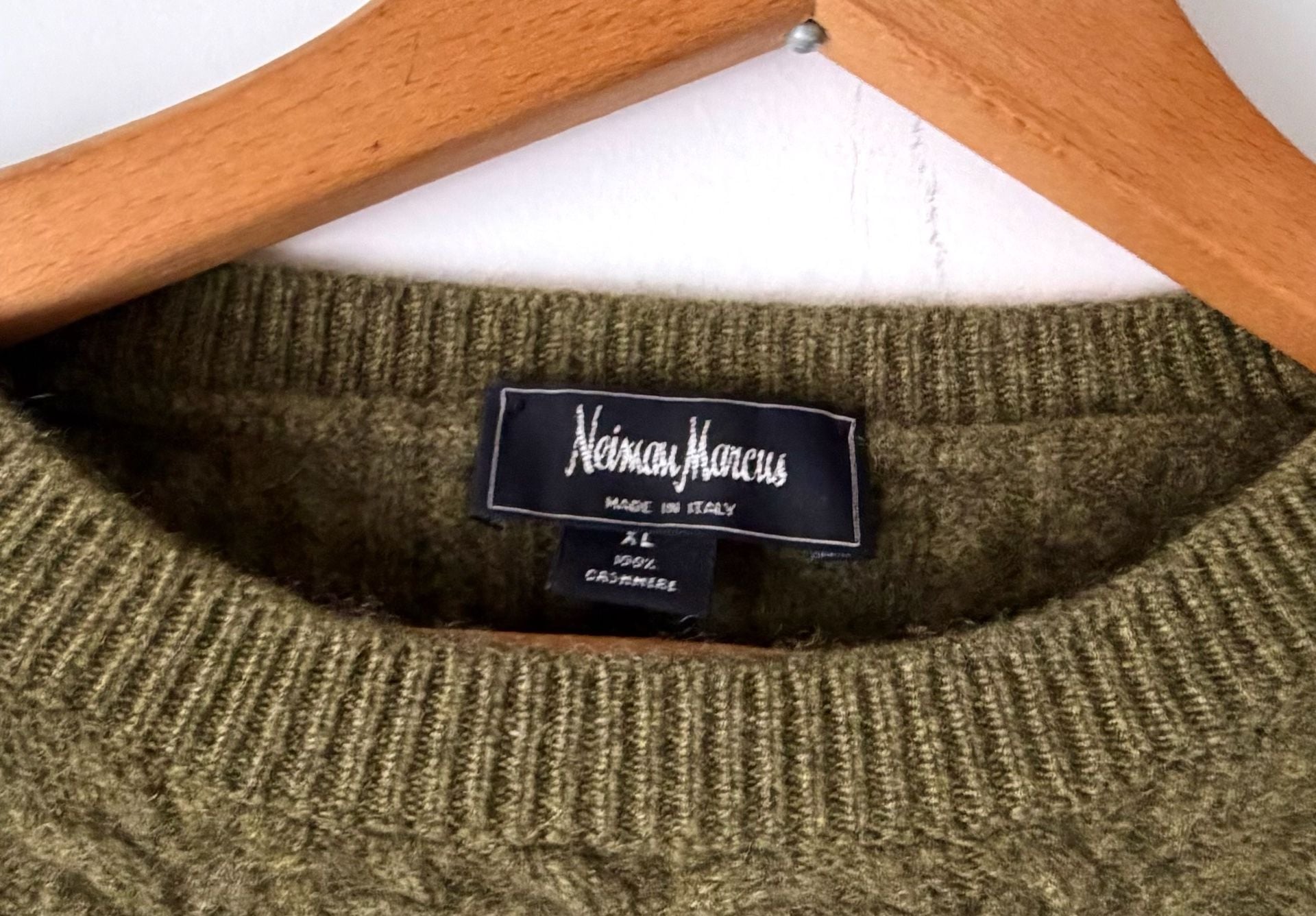 Neiman Marcus Cable Knit Sweater Size XL Green 100% Cashmere Made in Italy 5