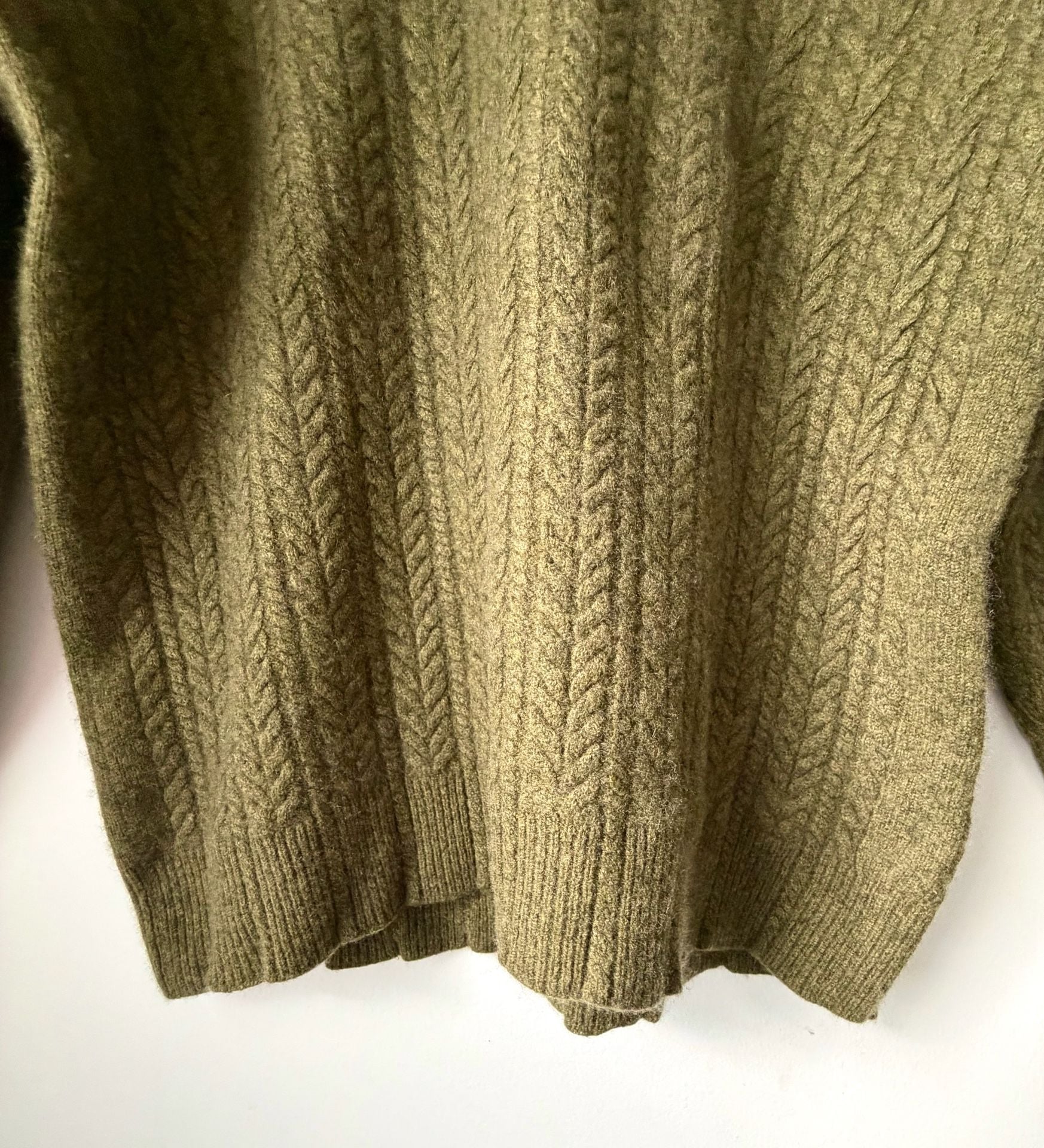 Neiman Marcus Cable Knit Sweater Size XL Green 100% Cashmere Made in Italy 6