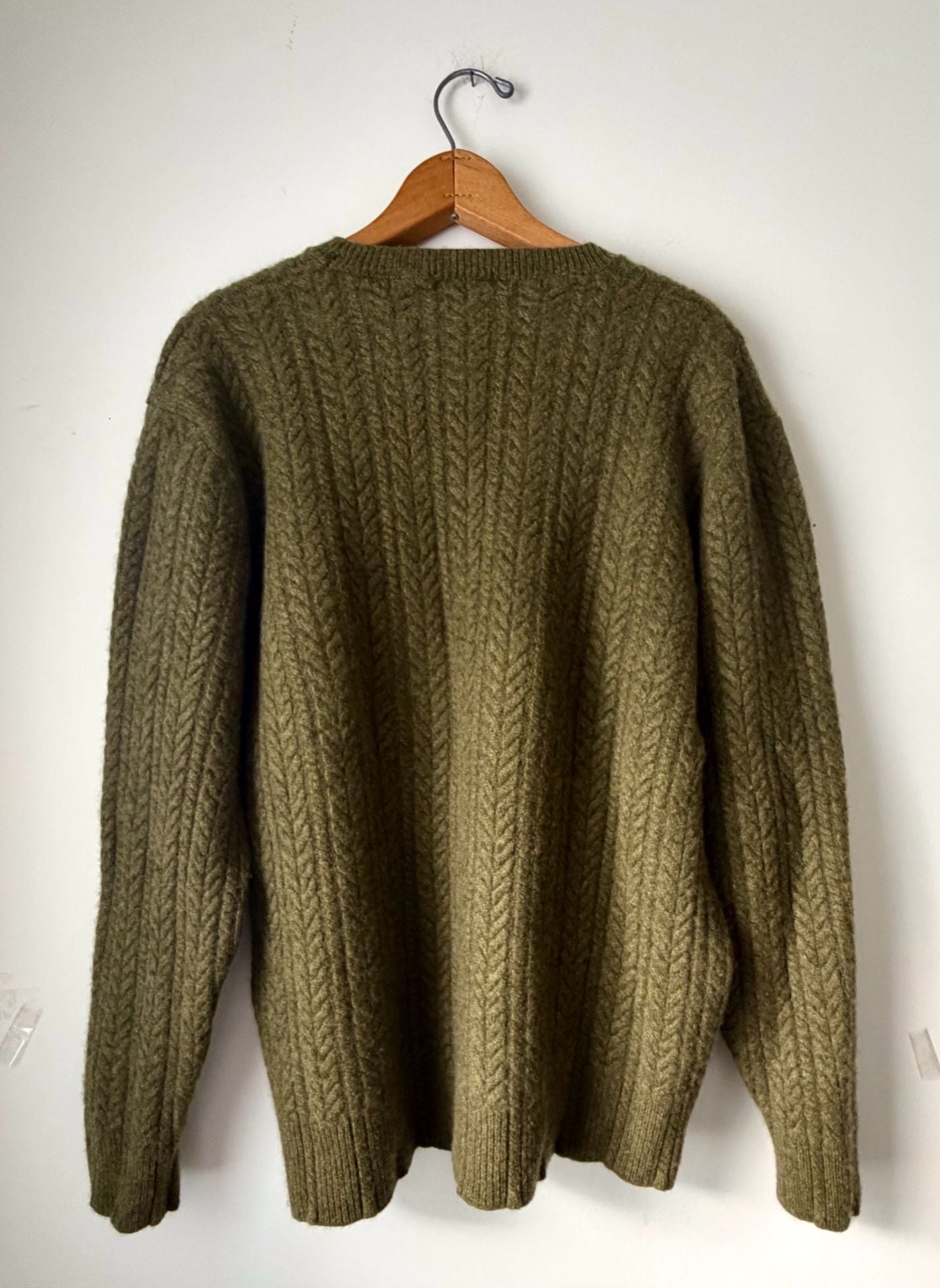 Neiman Marcus Cable Knit Sweater Size XL Green 100% Cashmere Made in Italy 8