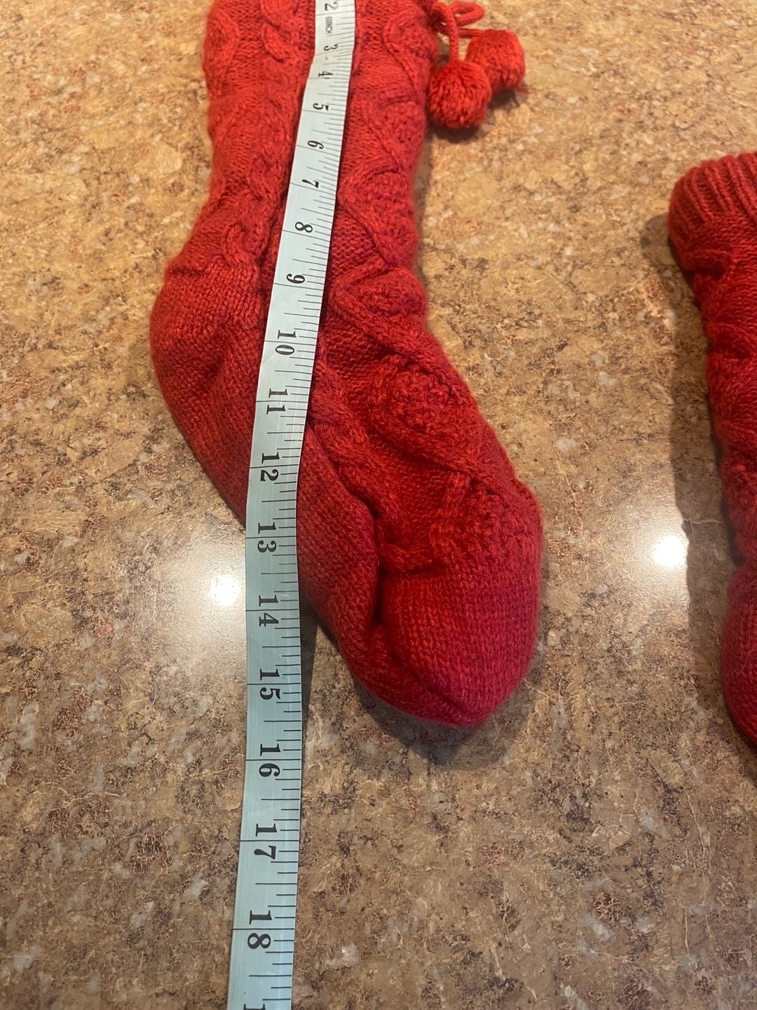 UGG Pom Pom Fleece Lined Crew Sock Size 9-11 Poppy Red Comfy 7