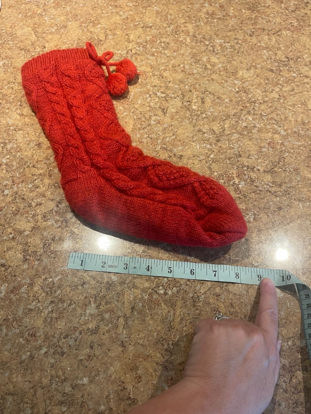 UGG Pom Pom Fleece Lined Crew Sock Size 9-11 Poppy Red Comfy 8