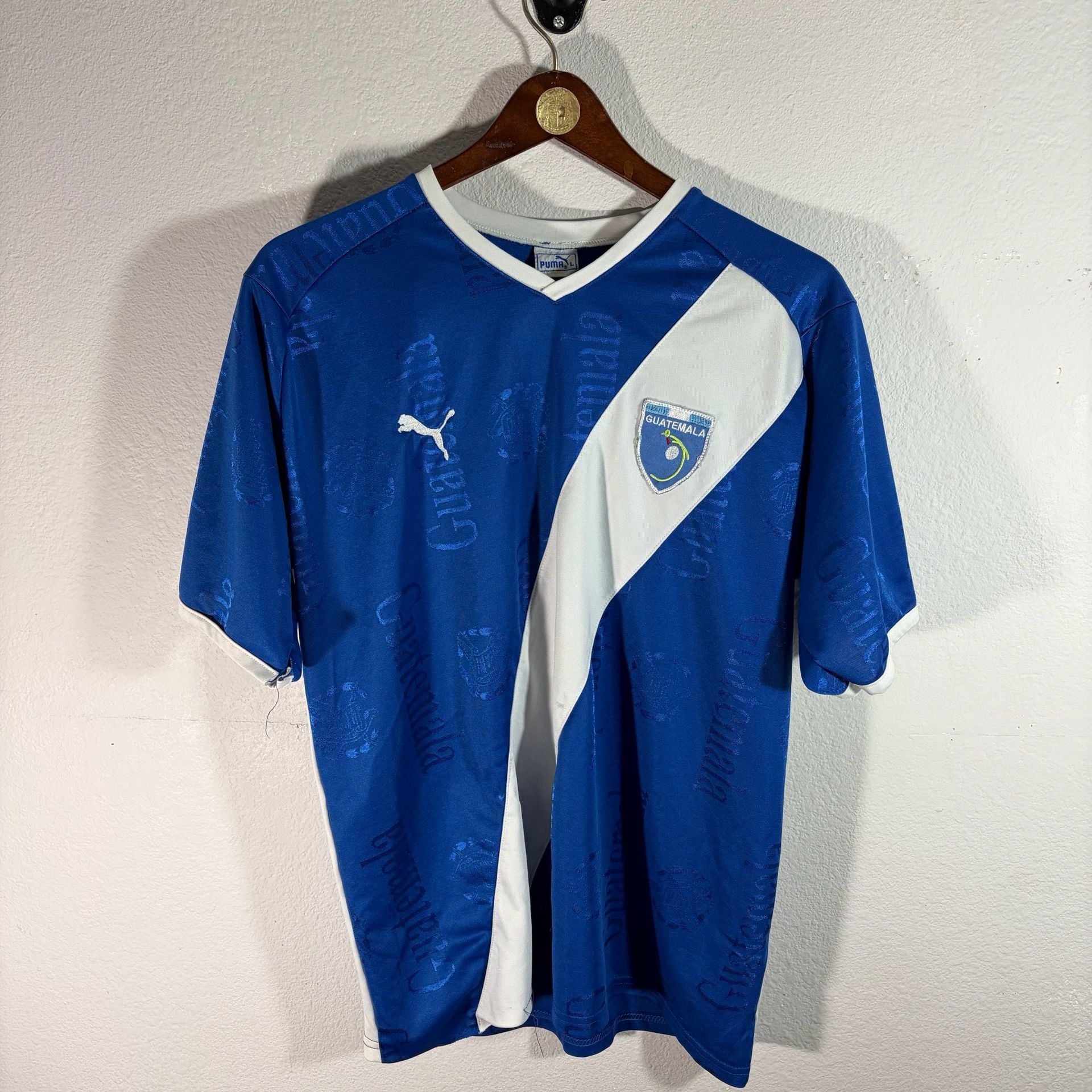 RARE VINTAGE 80s Puma Guatemala Soccer Jersey Size L Blue 2