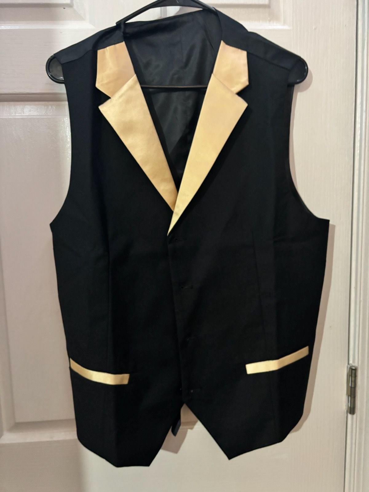 Shein Men's Black And Gold Shawl Lapel Suit Jacket Vest And Pants 3
