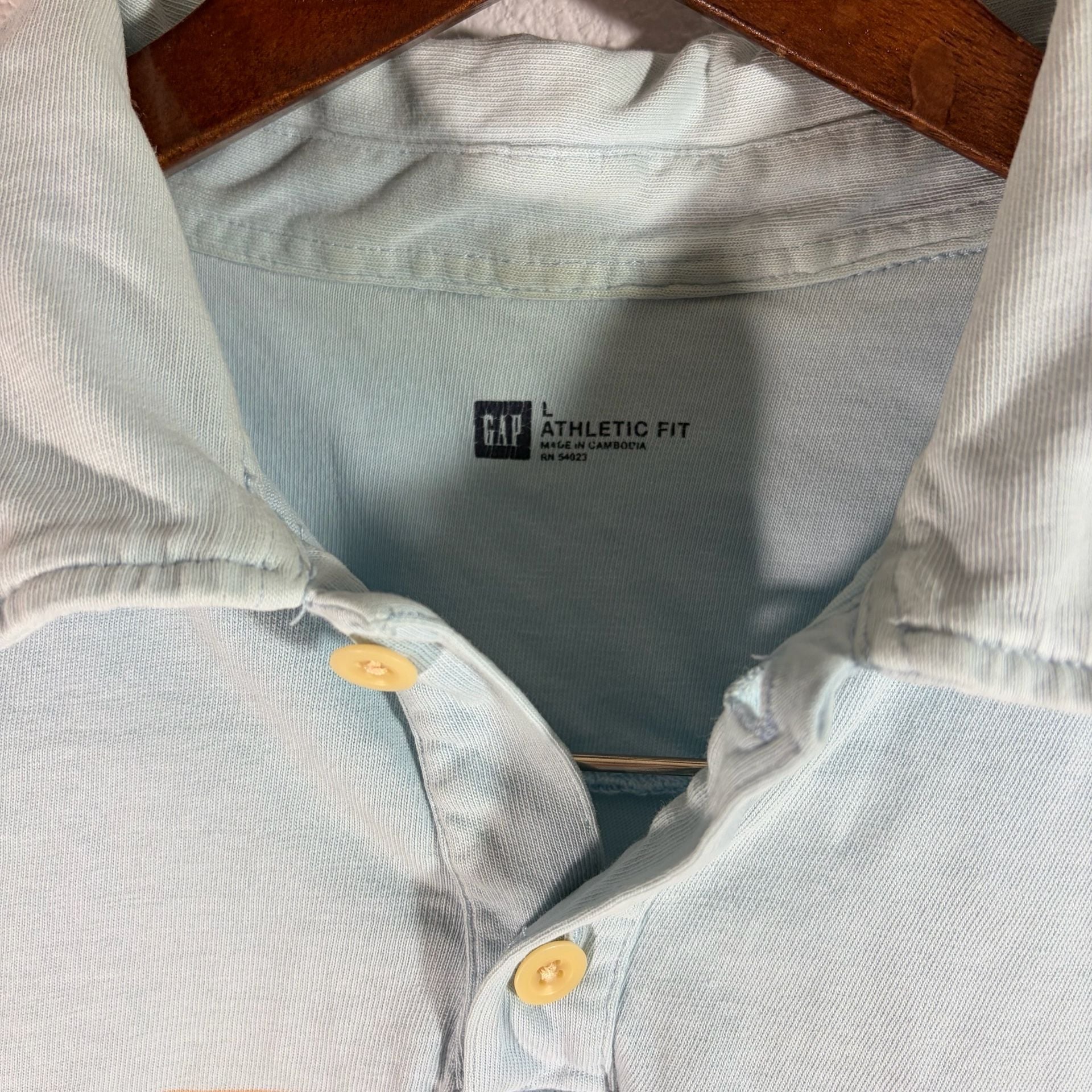 Polo Shirt Size L Light Blue Striped Cotton 4