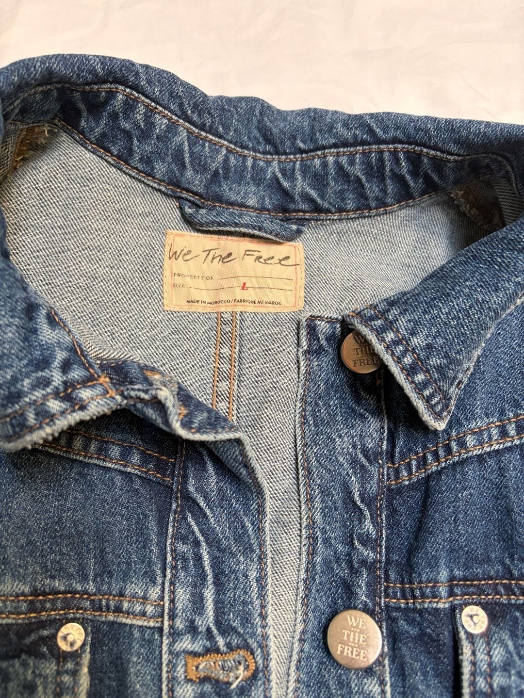 We The Free Jade Denim Jacket Size L Blue Cotton Distressed 5