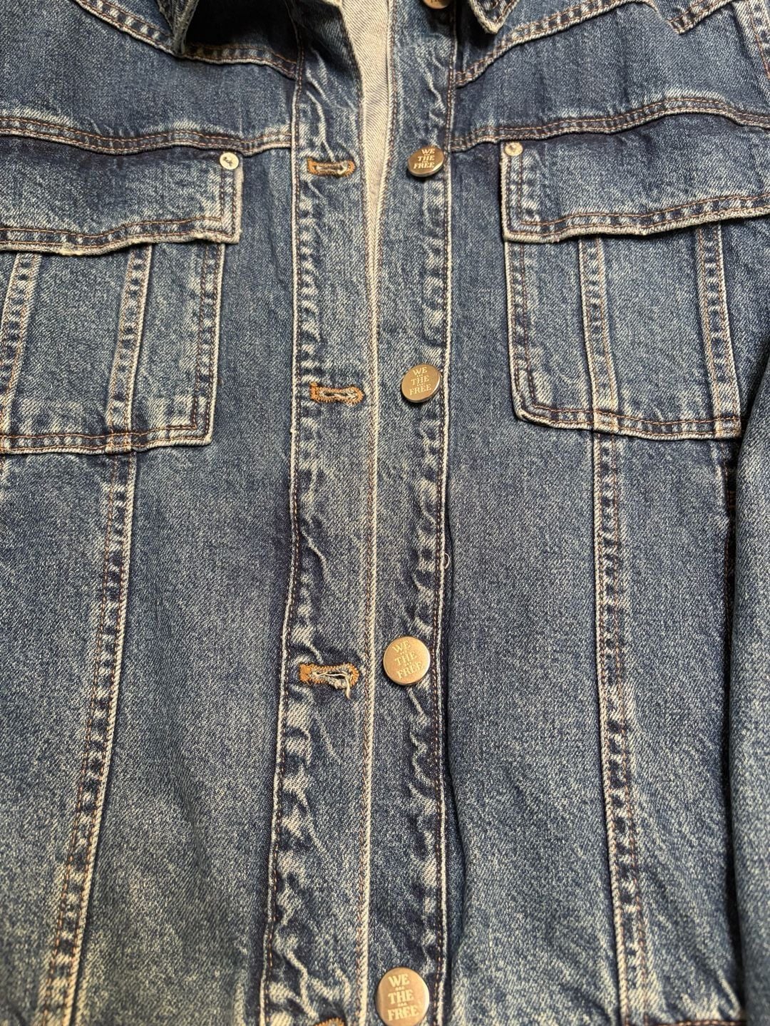 We The Free Jade Denim Jacket Size L Blue Cotton Distressed 4