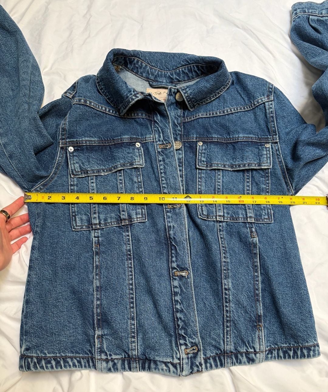 We The Free Jade Denim Jacket Size L Blue Cotton Distressed 6