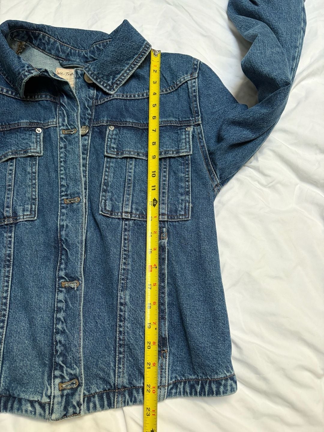 We The Free Jade Denim Jacket Size L Blue Cotton Distressed 7