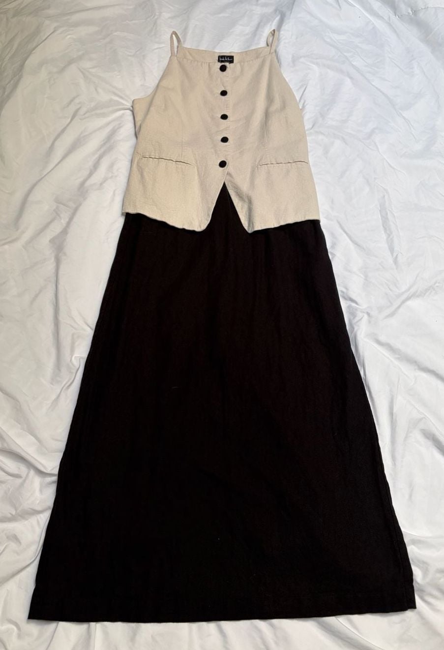 Nicole Miller Vest Dress Size M Beige Black 2