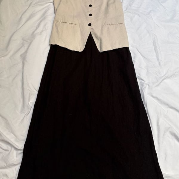 Nicole Miller Vest Dress Size M Beige Black