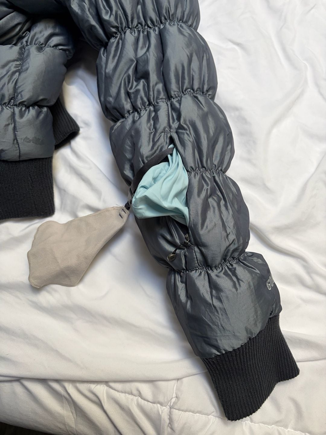 The North Face 600 Down Puffer Jacket L Gray Bomber Full Zip 11