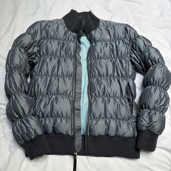 The North Face 600 Down Puffer Jacket L Gray Bomber Full Zip