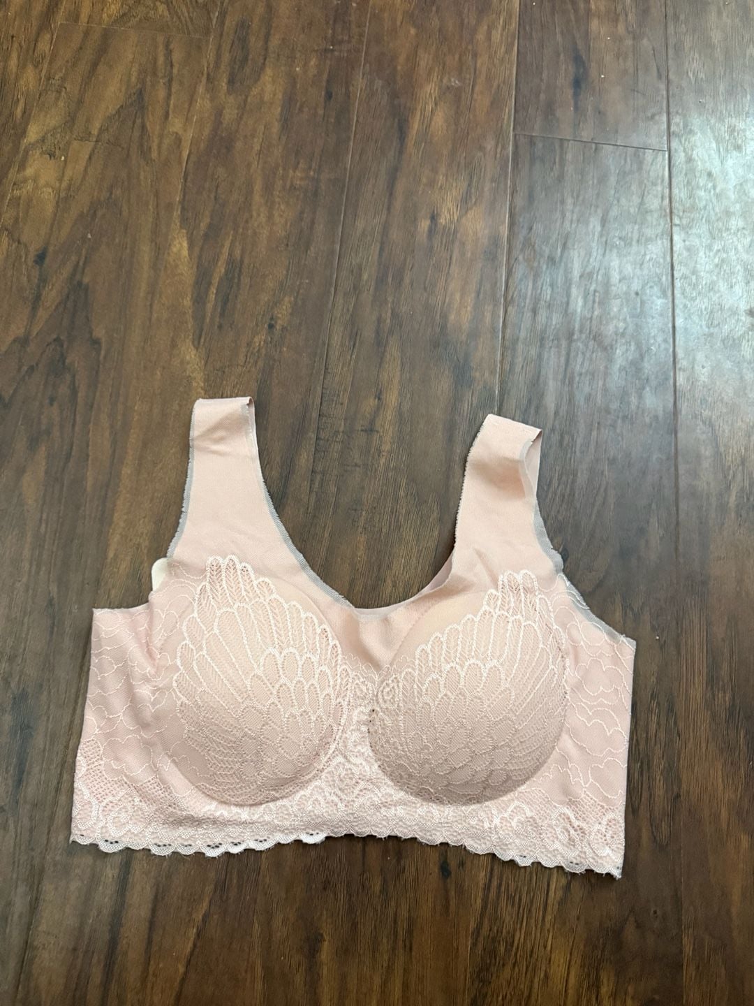 Unbranded Seamless Wireless Lace Bralette Size XL Pink 2