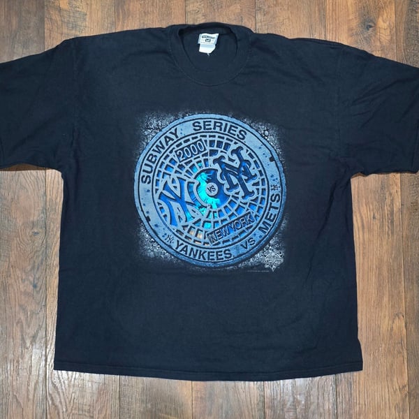 Lee 2000 Subway Series Yankees vs Mets T-Shirt Black Vintage