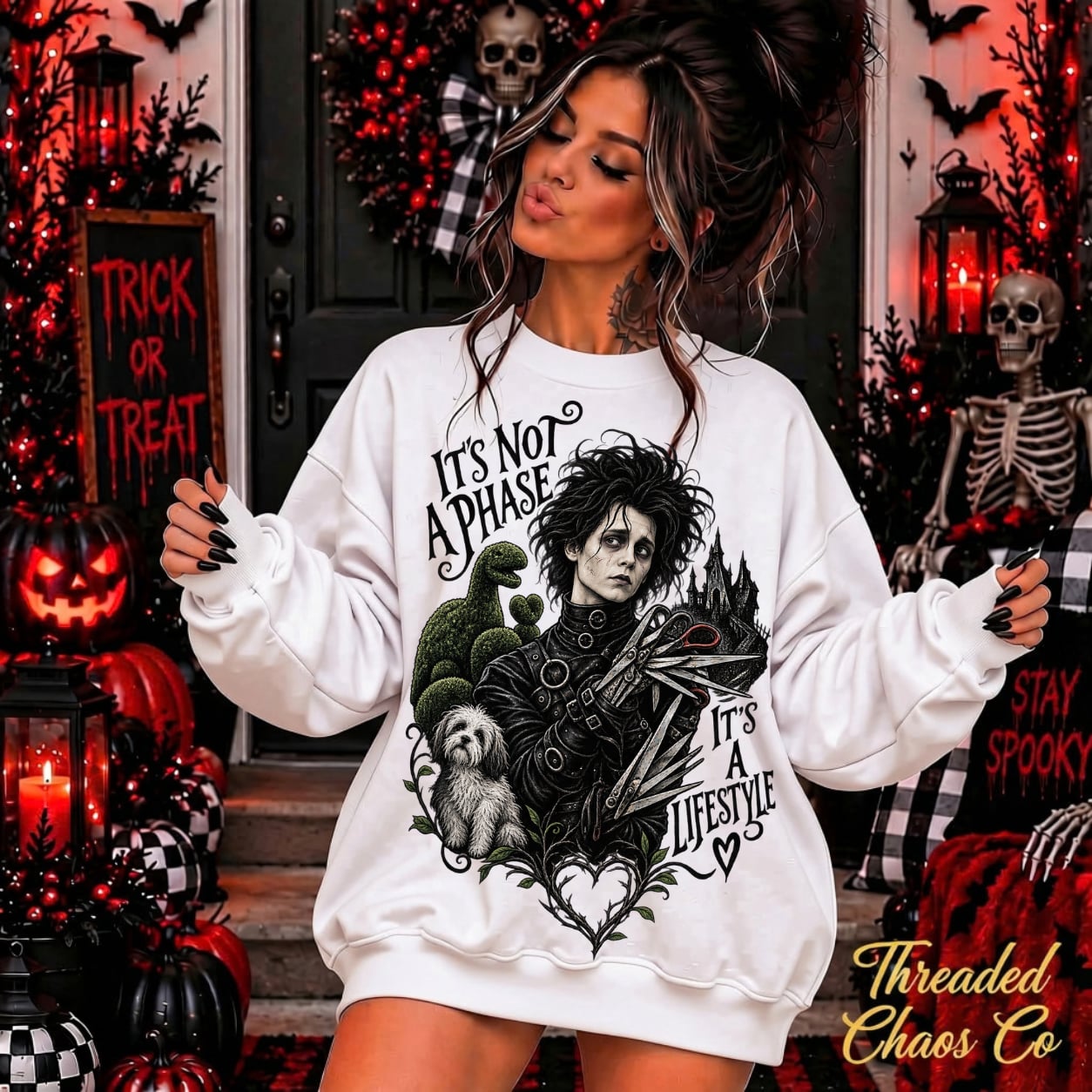 Threaded Chaos Co Edward Scissorhands It's Not A Phase Sweatshirt 2