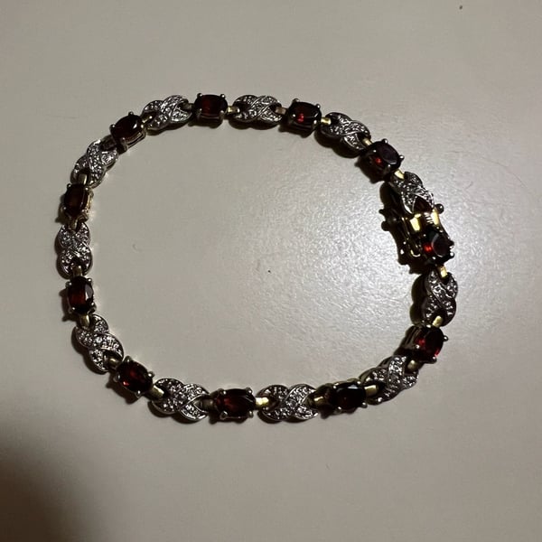 Sterling Silver Garnet Tennis Bracelet