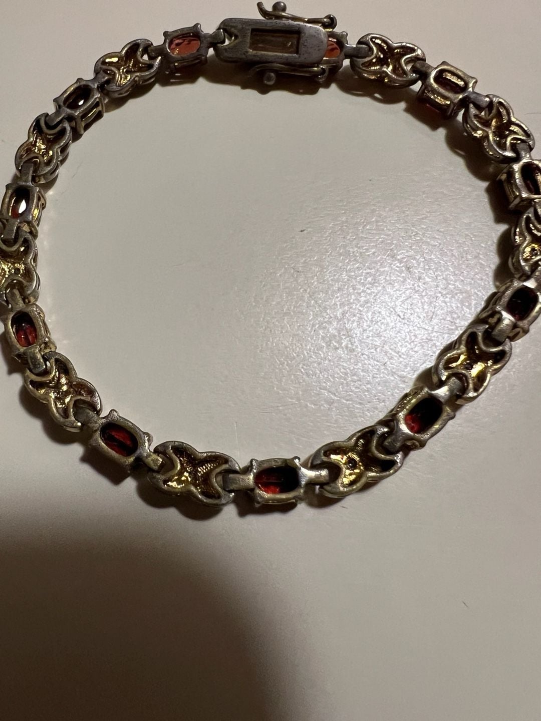 Sterling Silver Garnet Tennis Bracelet 8