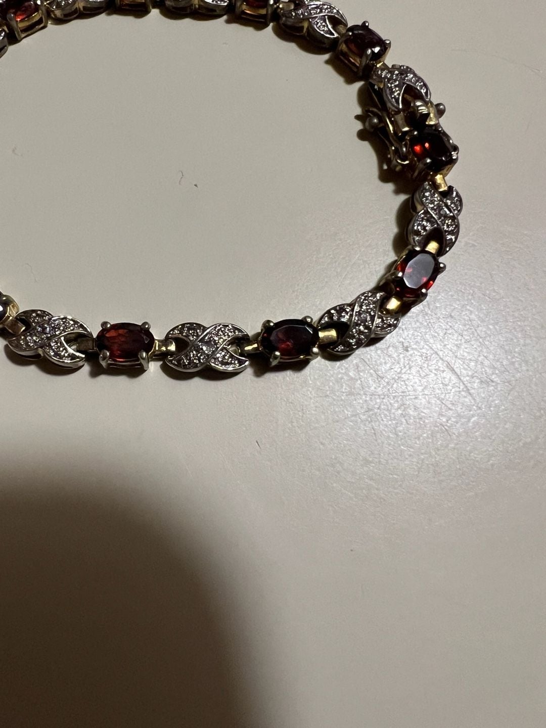 Sterling Silver Garnet Tennis Bracelet 9