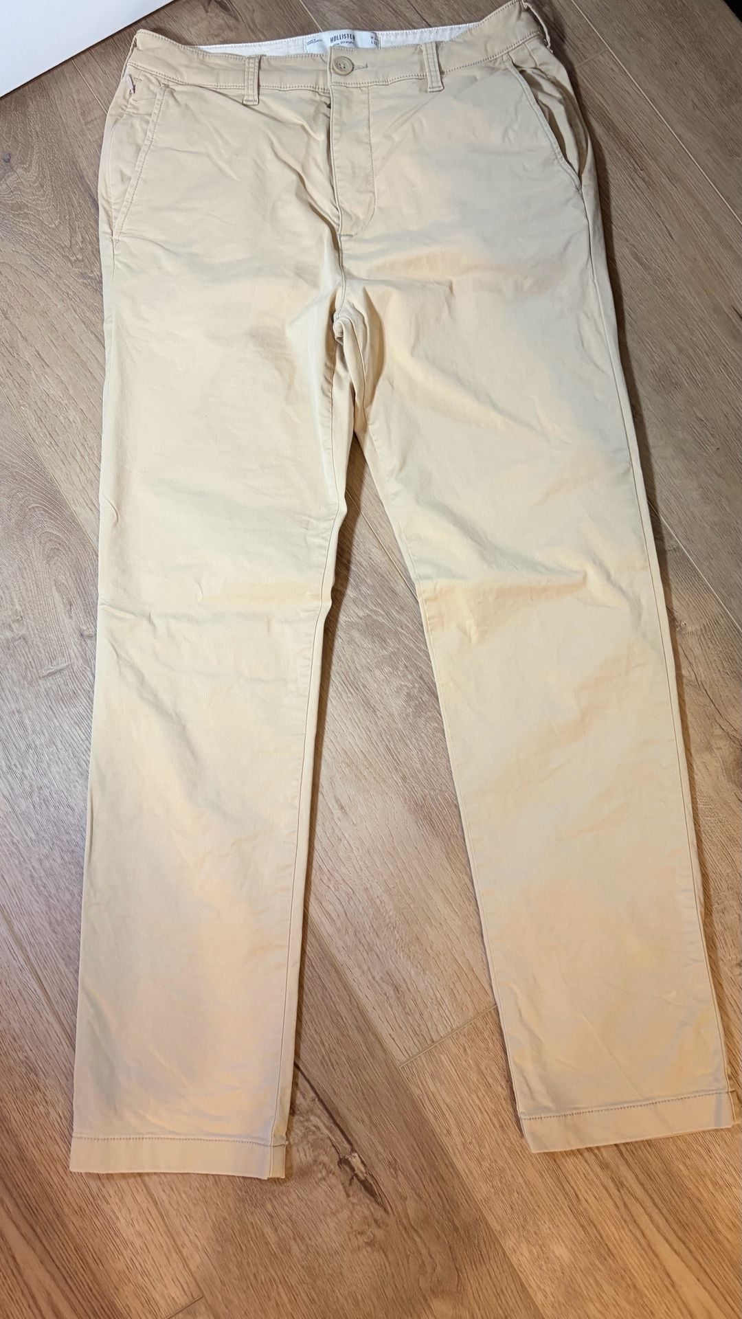 Hollister Slim Straight Pants Size W31 L32 Beige Chinos 2
