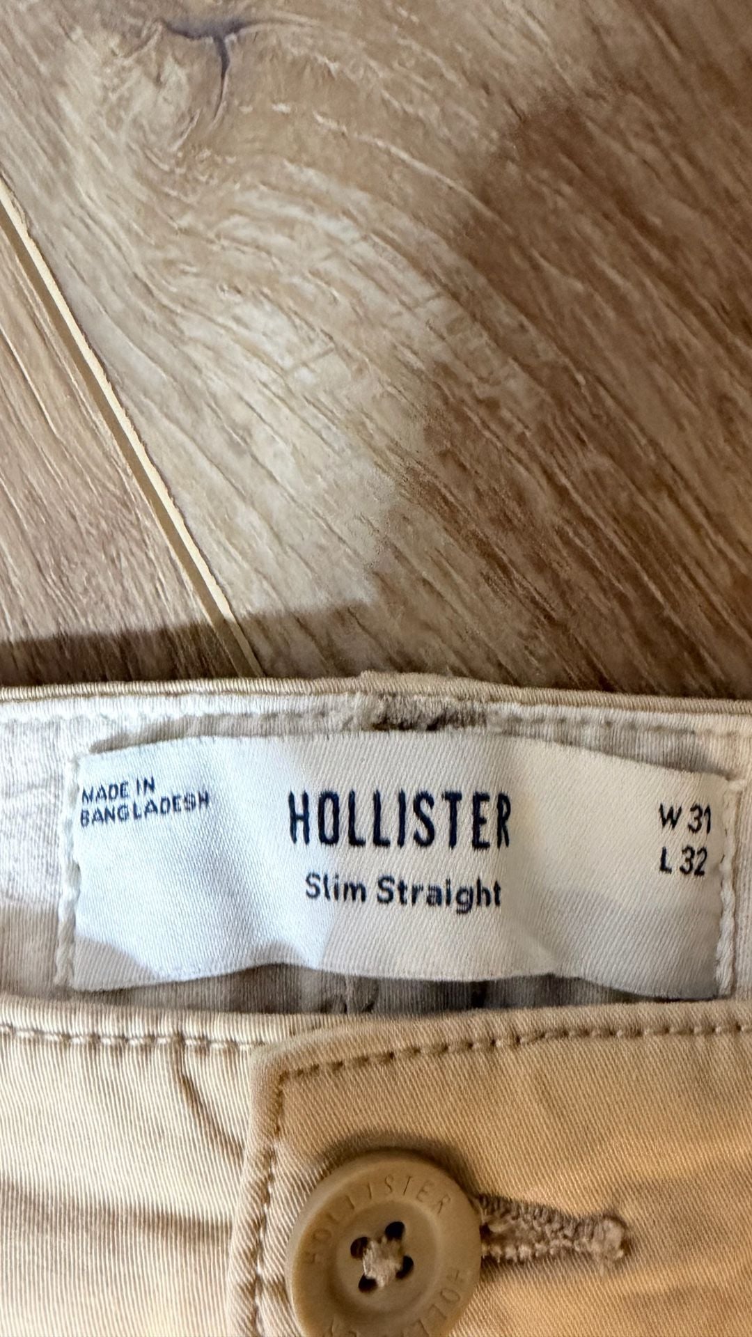 Hollister Slim Straight Pants Size W31 L32 Beige Chinos 3