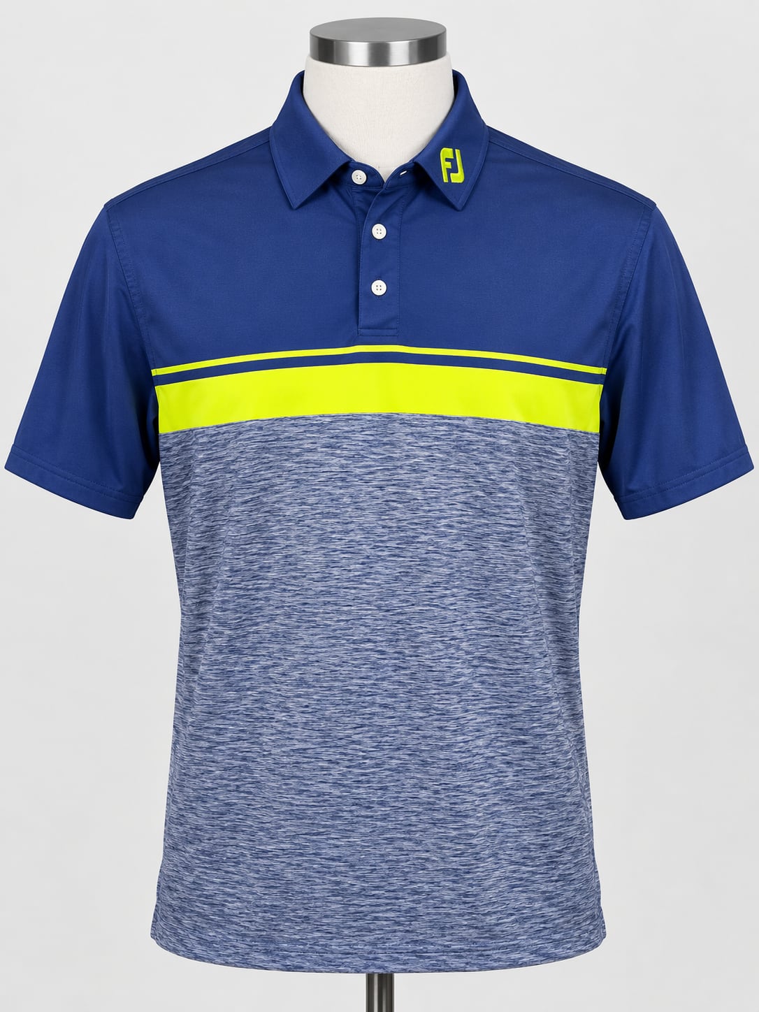 FootJoy Golf Polo Shirt Size XL Blue Yellow Striped Short Sleeve 1001 2