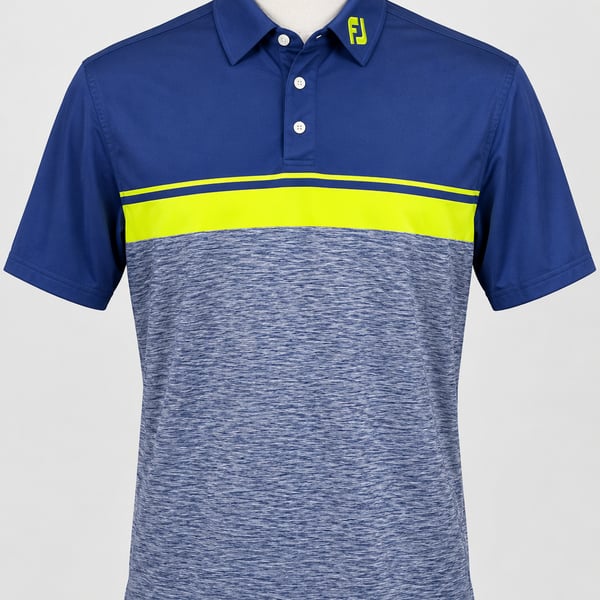 FootJoy  Golf Polo Shirt Size XL Blue Yellow Striped Short Sleeve 1001