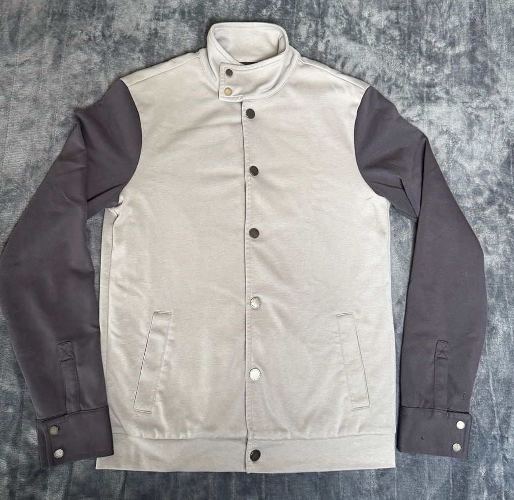 Armani Exchange Varsity Jacket Size S Grey Two Tone Snap Up 1002 3