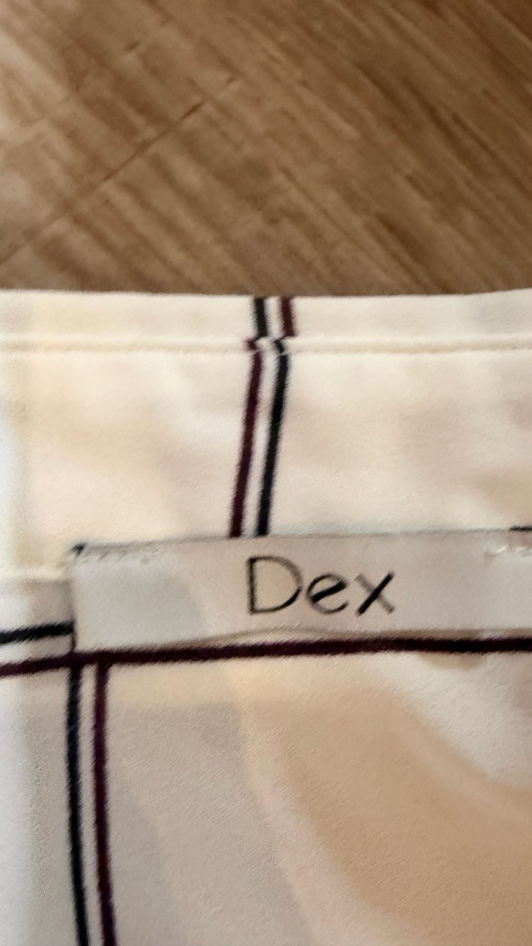 Dex Button Down Shirt Plaid Sheer White Ivory Navy Size S 3