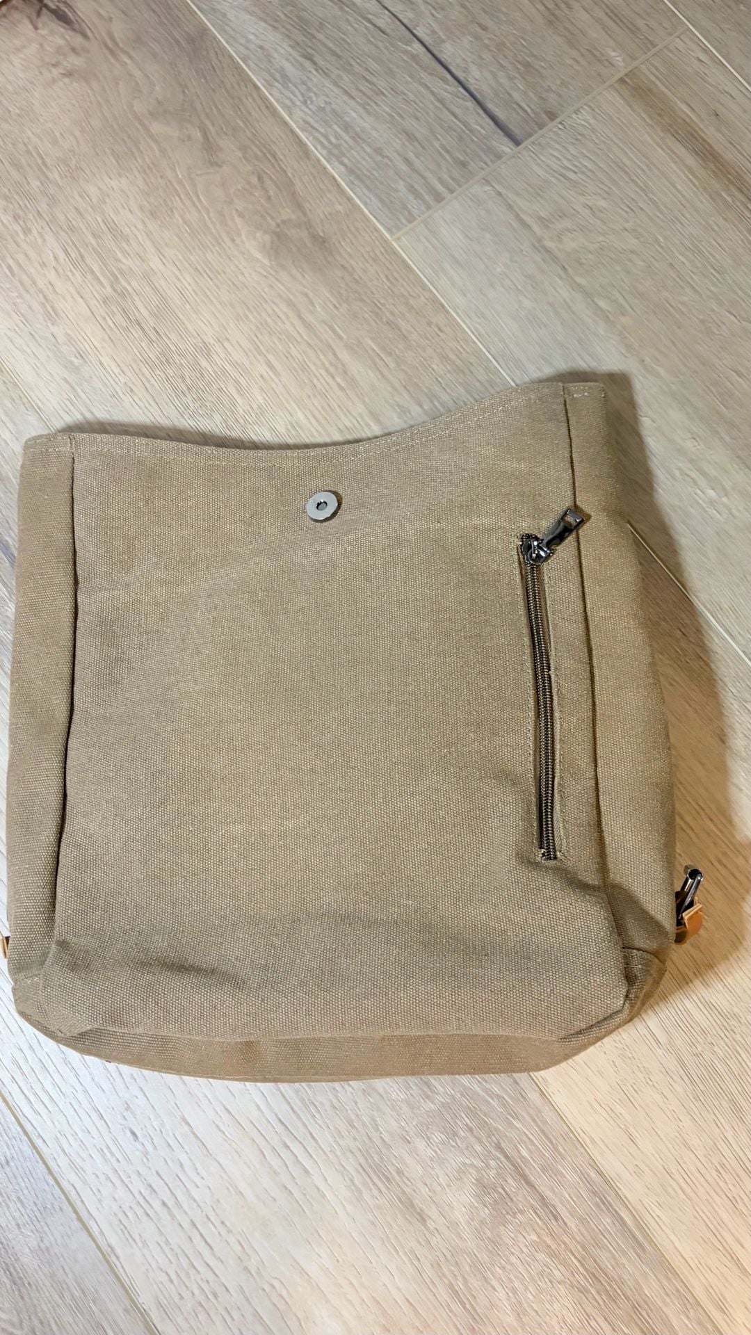 Unbranded Canvas Convertible Backpack Tote Crossbody Bag Brown 3