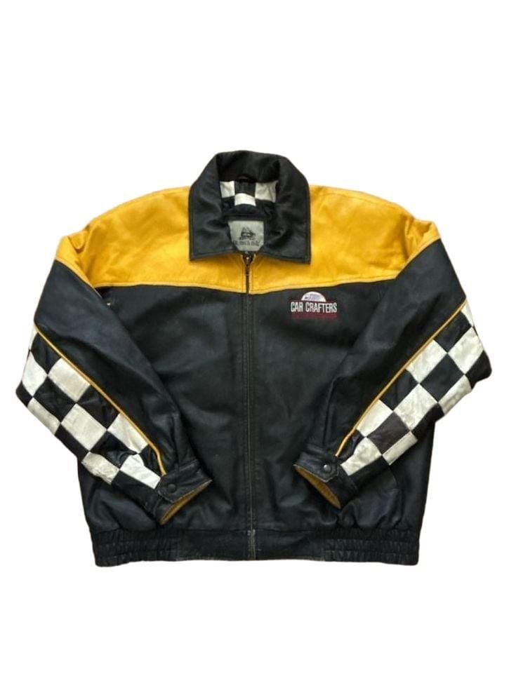 Burk's Bay Car Crafters Collision Repair Vintage Leather Racing Jacket XL 2
