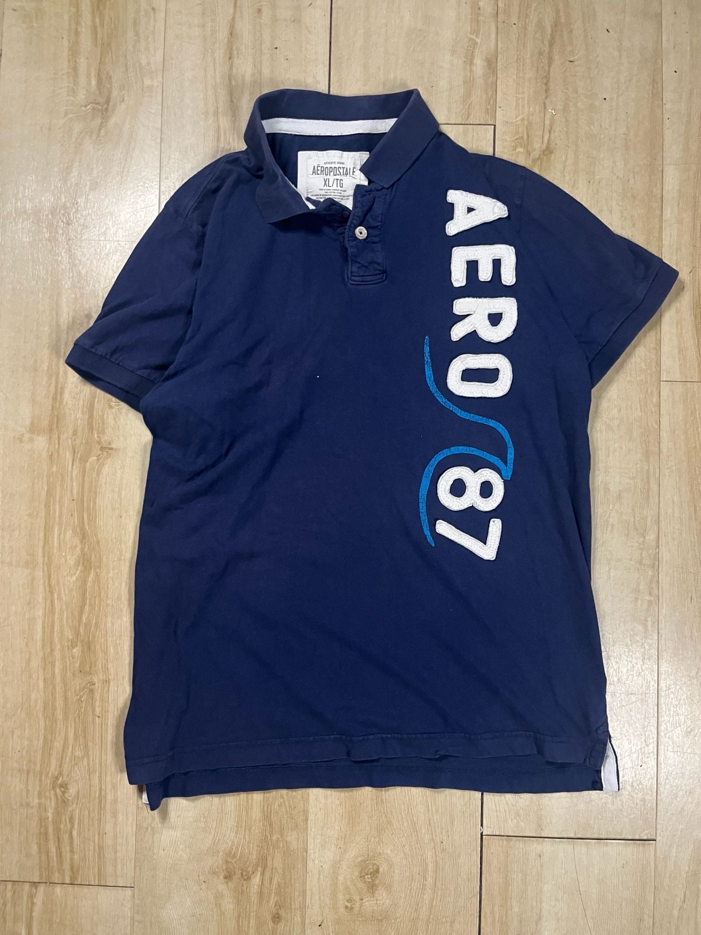 Aeropostale Aero 87 Jersey Polo Size L Blue 2