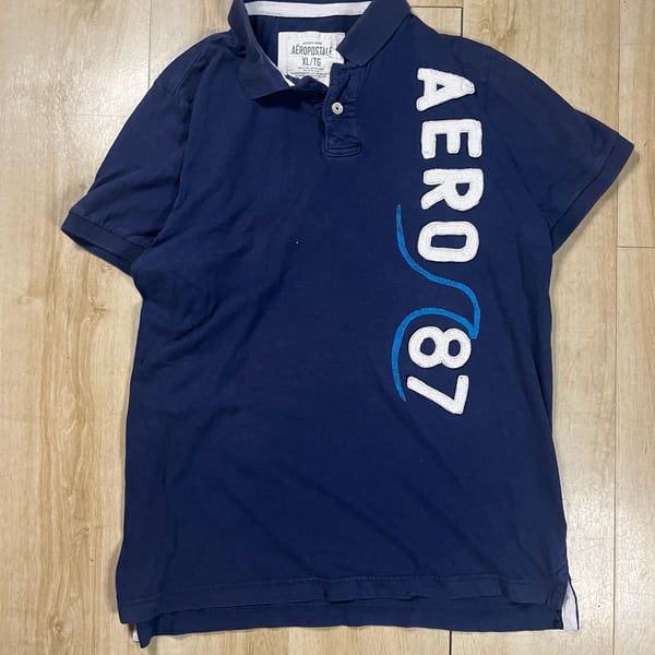 Aeropostale Aero 87 Jersey Polo Size L Blue