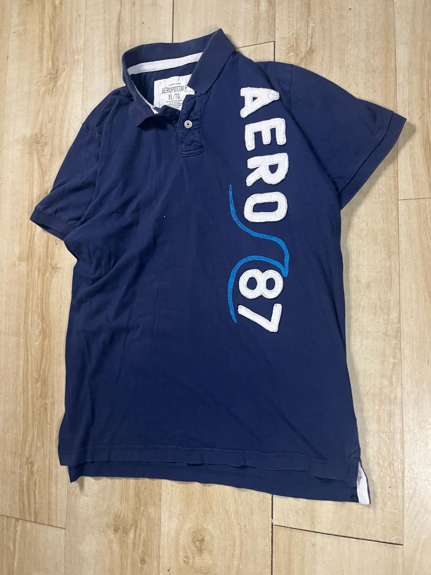 Aeropostale Aero 87 Jersey Polo Size L Blue 3