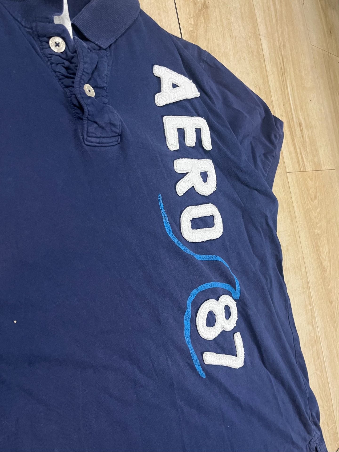 Aeropostale Aero 87 Jersey Polo Size L Blue 6
