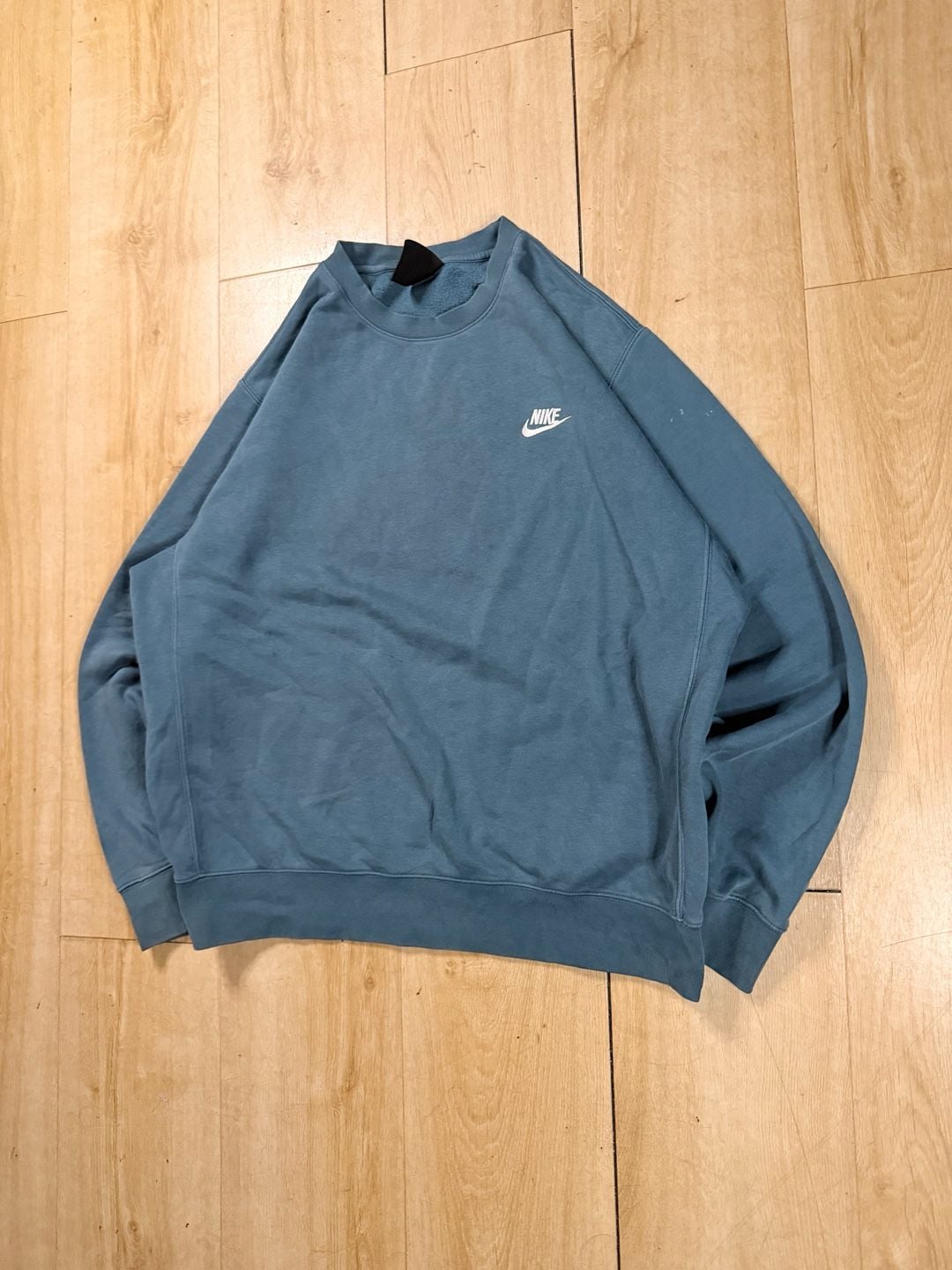 Nike Club Crewneck Sweatshirt Size L Teal Blue Embroidered Swoosh 3