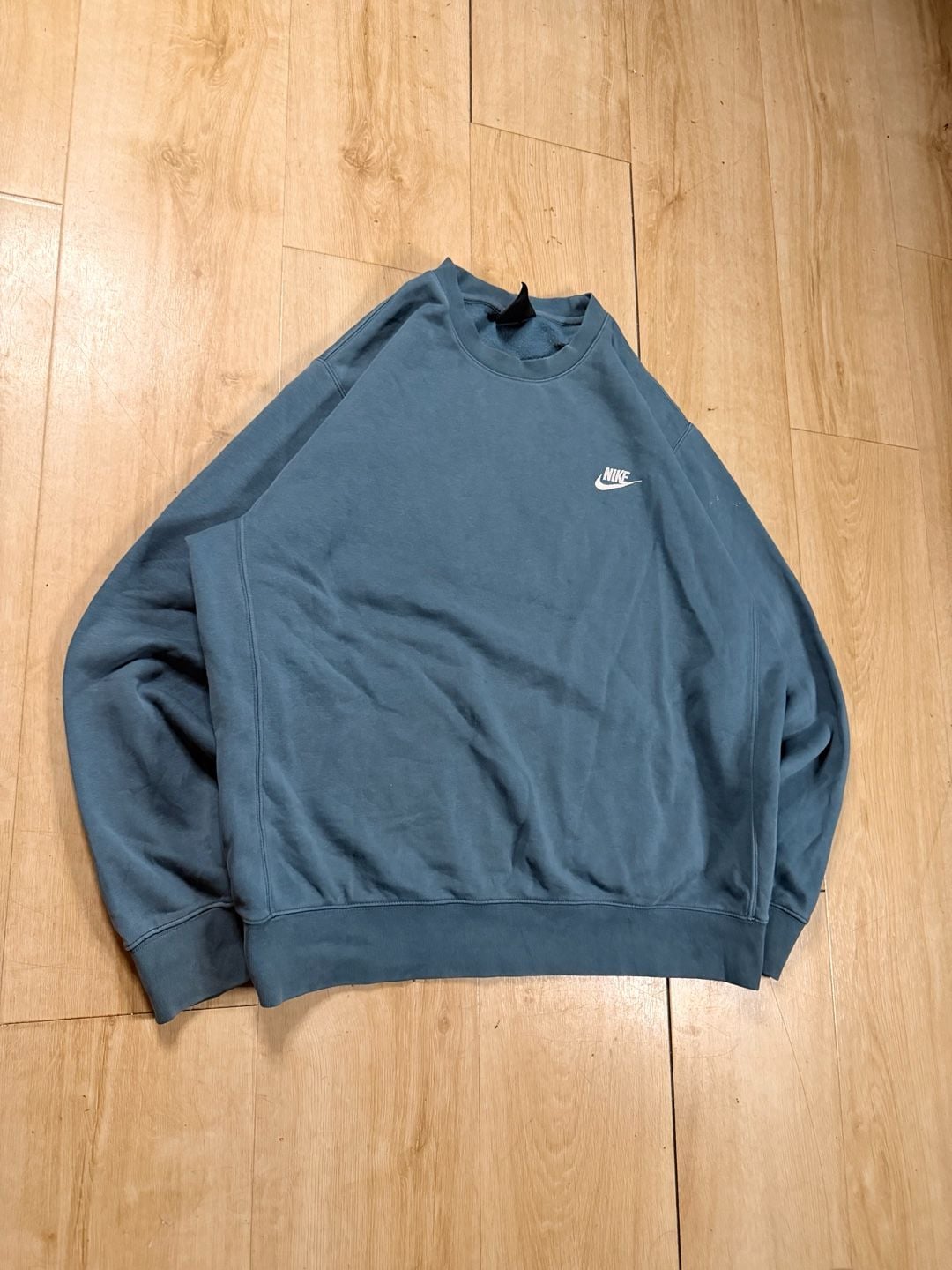 Nike Club Crewneck Sweatshirt Size L Teal Blue Embroidered Swoosh 4
