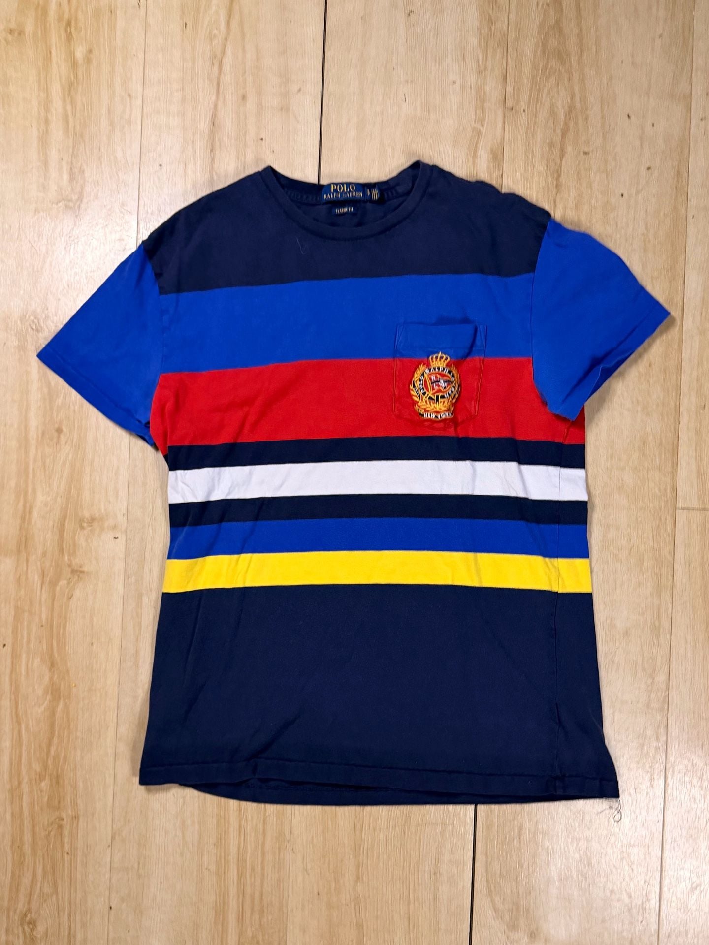 Polo Ralph Lauren Crest Pocket Striped T-Shirt Size XL Navy Multi 2