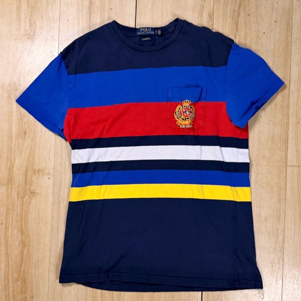 Polo Ralph Lauren Crest Pocket Striped T-Shirt Size XL Navy Multi