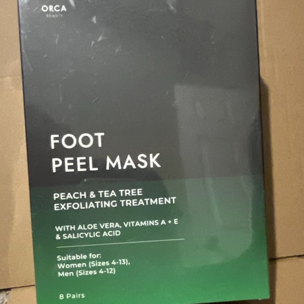 Orca Beauty Foot Peel Mask 8 Pairs Peach Tea Tree Exfoliating Treatment