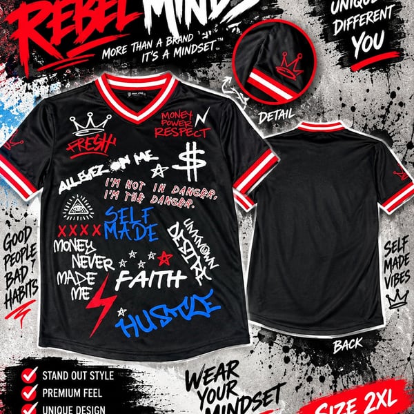 Rebel Minds Graffiti T-Shirt Size 2XL Black Short Sleeve Tee