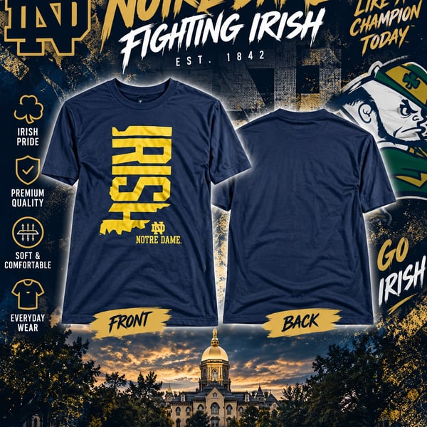 Fanatics Notre Dame Fighting Irish T-Shirt Size L Navy Blue NCAA