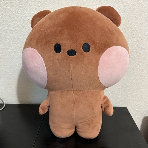 Minini Brown Bear Plush 14 Inch Brown Pink