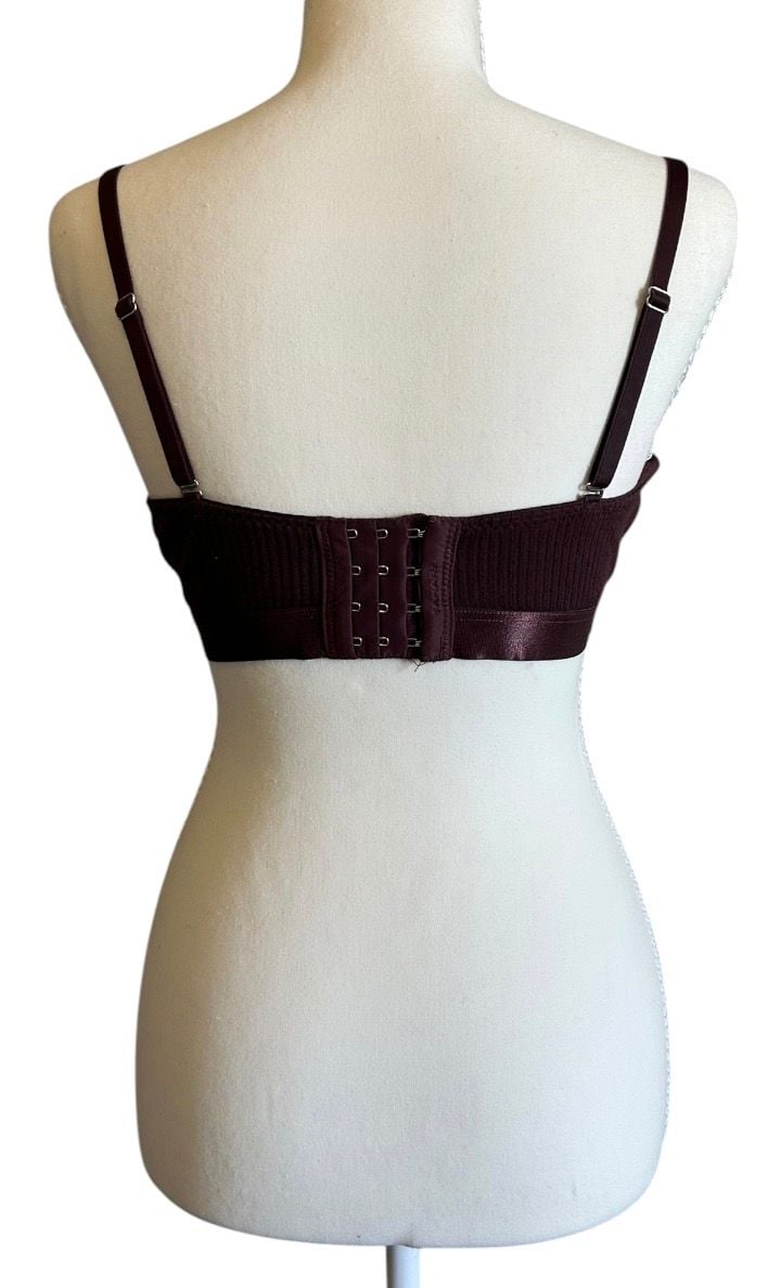 TAHARI Womens Purple Ribbed Padded Underwire Bra Size 34B 3